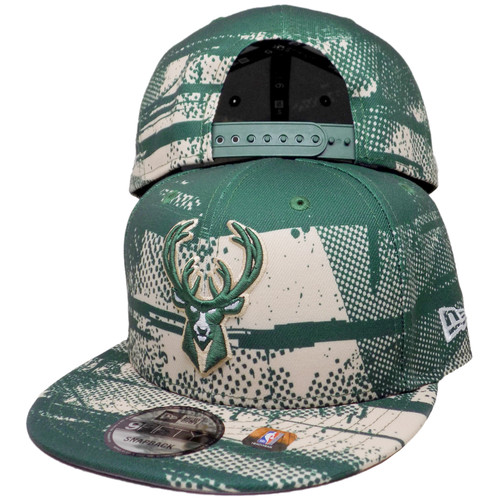 Milwaukee Bucks New Era NBA 24 Tip Off 9Fifty Snapback - Green, Beige, White
