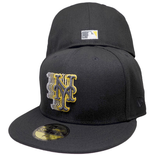 New York Mets 25th Anniversary Custom New Era Fitted - Black, Yellow, Silver