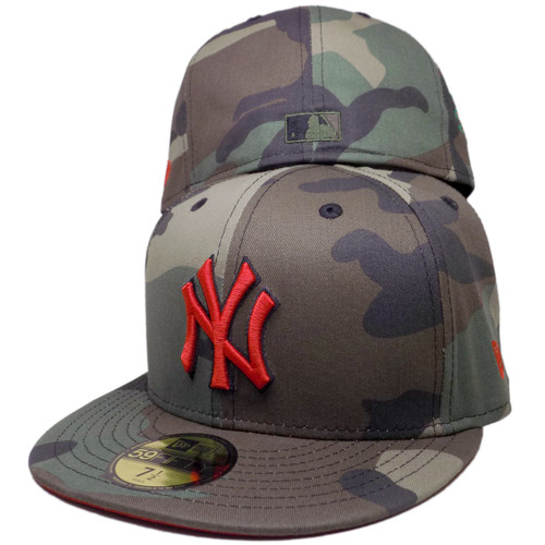New York Yankees 09 WS Custom New Era 59 Fifty Fitted - Camo, Red, White