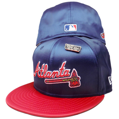 Atlanta Braves New Era Spring Satin 59Fifty Fitted Hat - Navy, Red, White