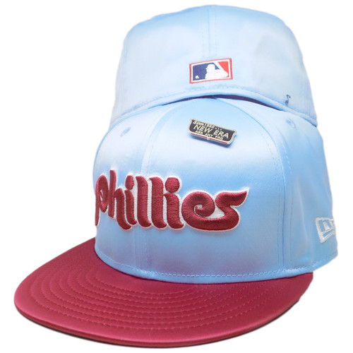 Philadelphia Phillies New Era Spring Satin 59Fifty Fitted - Sky, Burgundy, Whit
