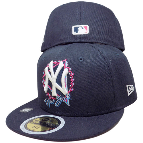 New York Yankees Kids New Era Neon Sign 59Fifty Fitted - Navy, White, Pink