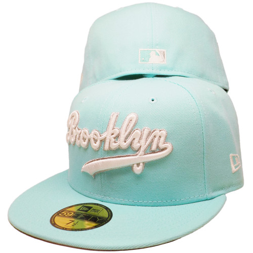Brooklyn Dodgers 50th Ann. Custom New Era 59Fifty Fitted - Light Teal, White, Silver