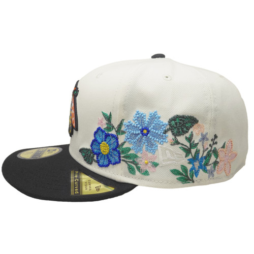 Chicago Blackhawks New Era Tonal Floral 59Fifty Fitted Hat - Cream, Black, Multi