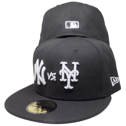 Yankees vs Mets Custom New Era 59Fifty Fitted Hat - Black, White, Red