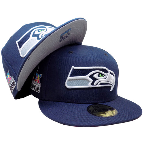 Seattle Seahawks Superbowl Champs New Era 59Fifty Fitted - Navy, White, Multi