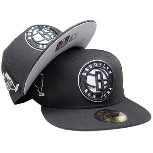 Brooklyn Nets BK Bridge Custom New Era 59Fifty Fitted - Black, White, Gray