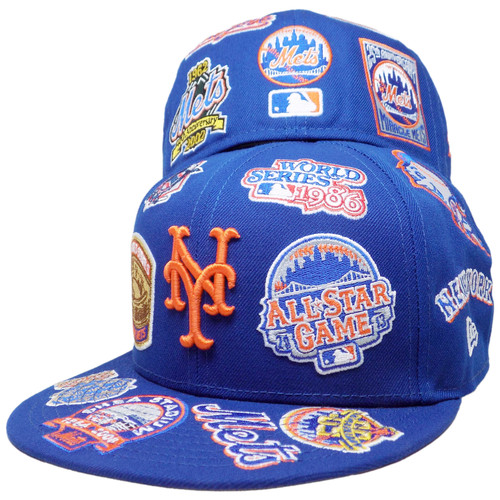 New York Mets 2026 Logo All Over 59Fifty Fitted - Royal, Orange, Multi