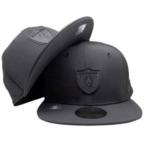 Las Vegas Raiders NFL 2026 Sideline 59Fifty Fitted - All Black, Graphite UV