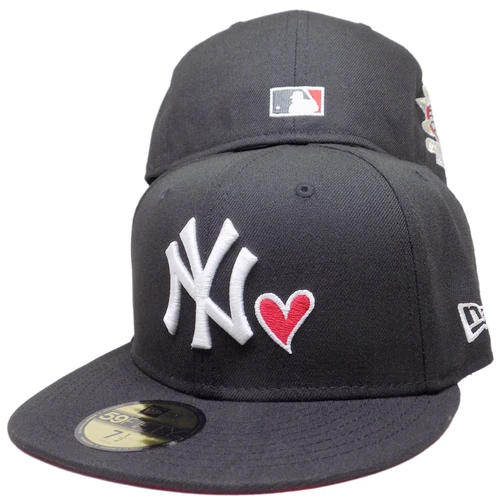 NY Yankees Heart 2000 Champs Custom 59FIFTY Fitted – Black, Red, White