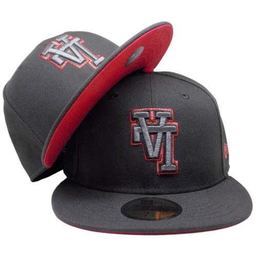 LA Dodgers Custom Upside Down Block LA 59FIFTY Fitted – Metallic Black, Red