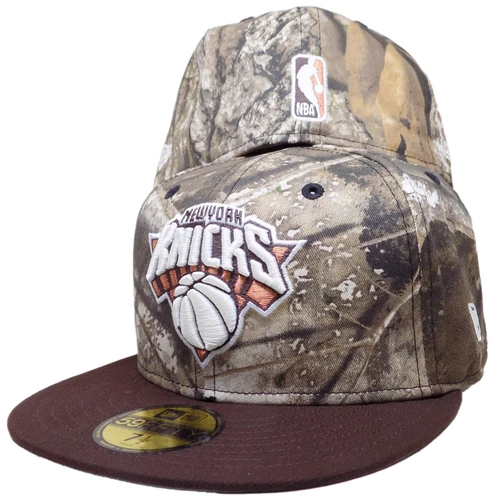 NY Knicks 2X Champs Realtree Custom 59FIFTY Fitted - Camo, Brown, Copper