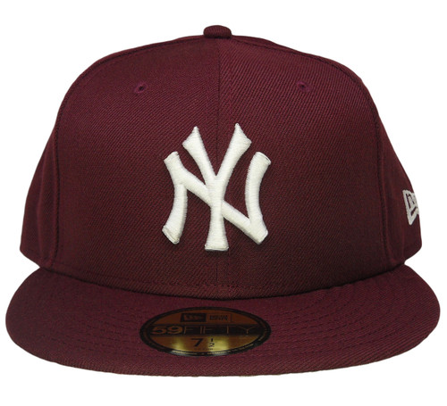 New York Yankees New Era 59Fifty Basic Fitted Hat - Maroon, White
