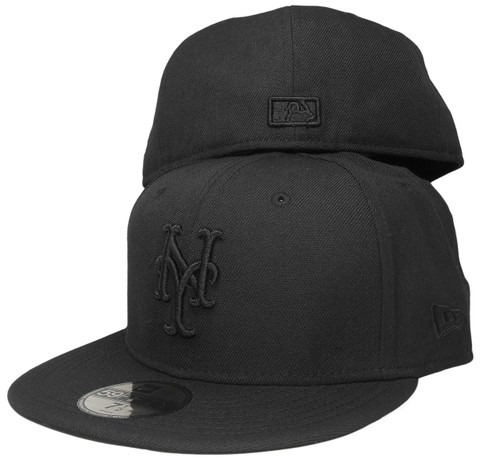 New York Mets New Era All Black 59Fifty Fitted Hat - Black