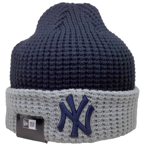 New York Yankees New Era Waffle Knit Beanie Hat - Navy, Gray