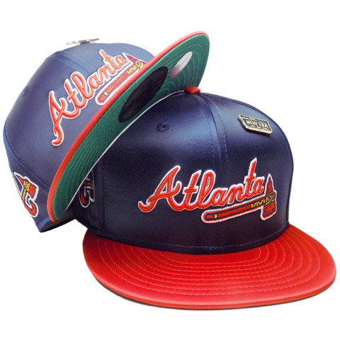 Atlanta Braves New Era 150th Anniversary Hat 59FIFTY Satin Navy Blue Red Limited Atlanta Braves New Era 150th Anniversary Hat 59FIFTY Satin  main image 3