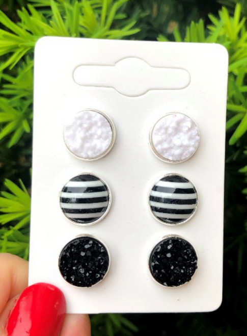 Black & White Druzy Trio Black & White Druzy Trio