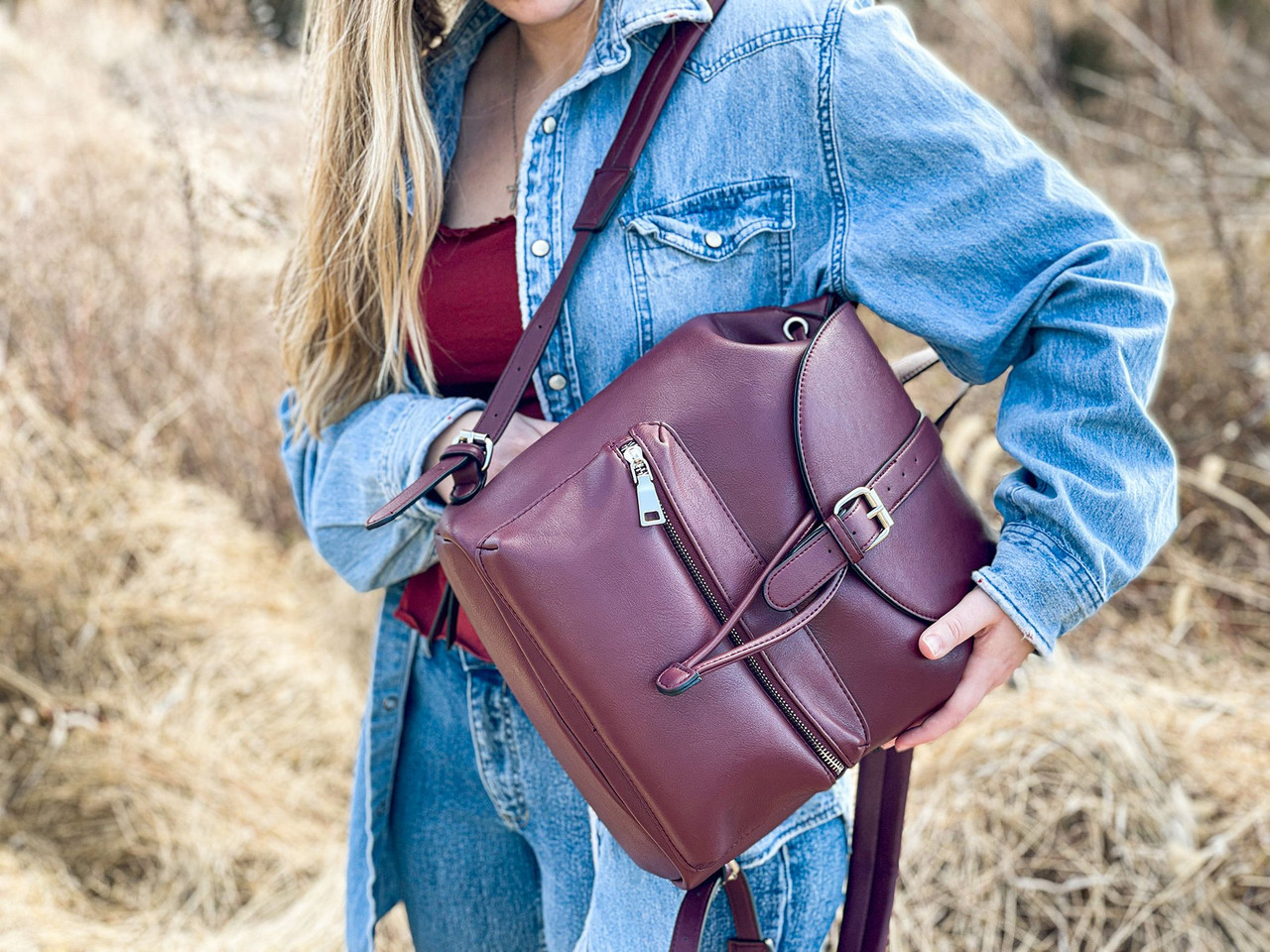 Amelia Suede Backpack-Grey Blue – Sincerely Yours