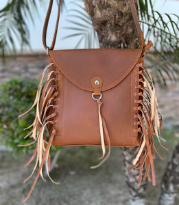 The Sharon Leather Fringe Crossbody Handbag