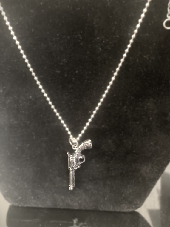 Silver necklace with Pistol Charm