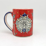 Peacock mug, red
