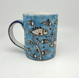 Fishes mug, light blue