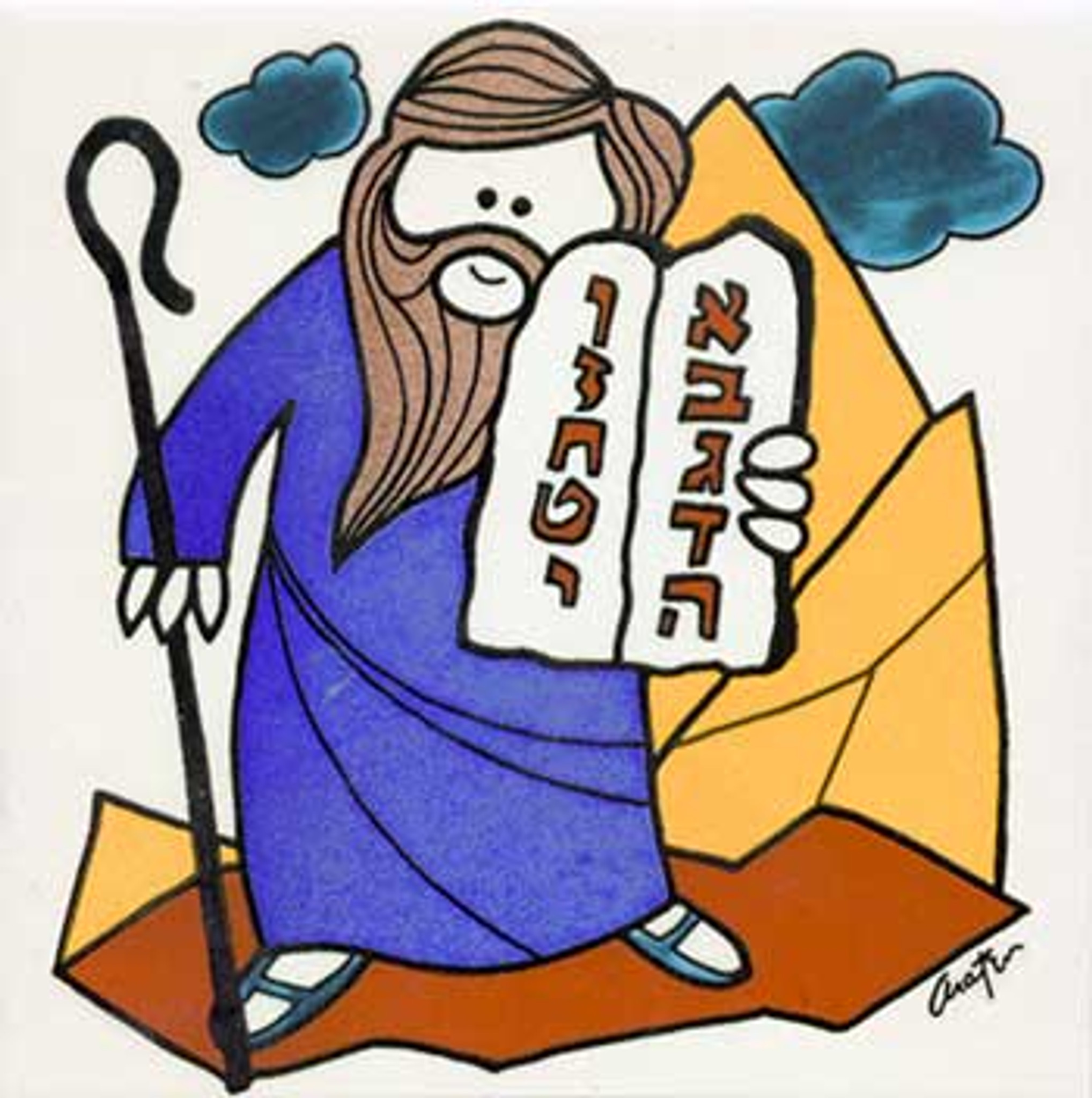 moses and the ten commandments art