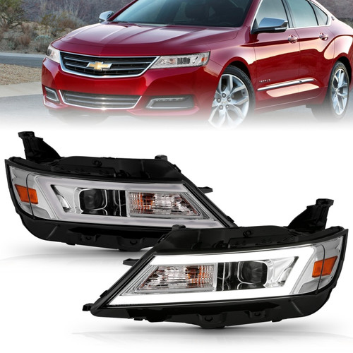 Anzo 14-20 Chevrolet Impala Square Projector LED Bar Headlights w/ Chrome Housing - 121575 Photo - Primary