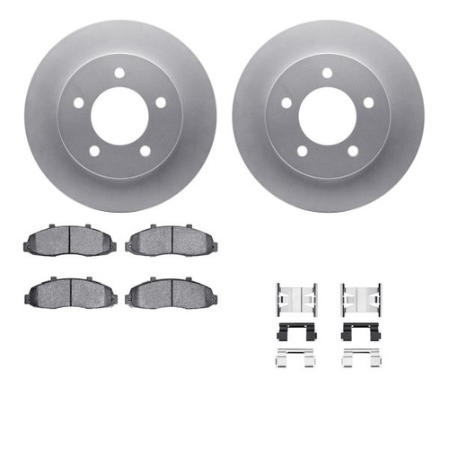 R1 Concepts Disc Brake Rotor Set - Carbon Coated with Super Duty Pads and Hardware for 1997 - 2004 Ford - WDXH1-99127