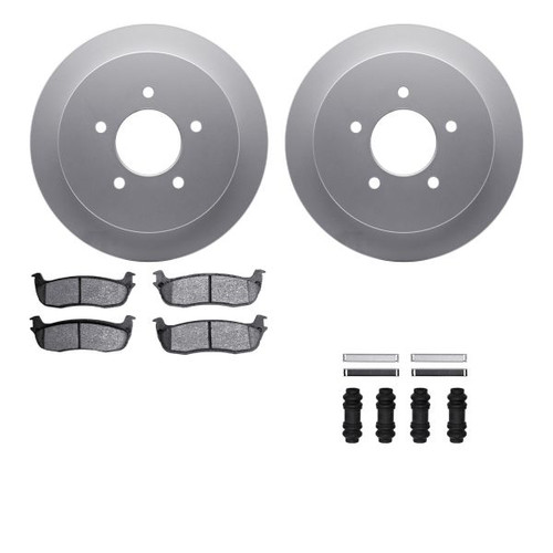 R1 Concepts Disc Brake Rotor Set - Carbon Coated with Super Duty Pads and Hardware for 1997 - 2004 Ford,Lincoln - WDXH1-99152