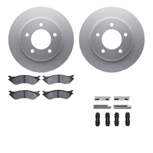 R1 Concepts Disc Brake Rotor Set - Carbon Coated with Super Duty Pads and Hardware for 1997 - 2002 Ford,Lincoln - WDXH1-99155
