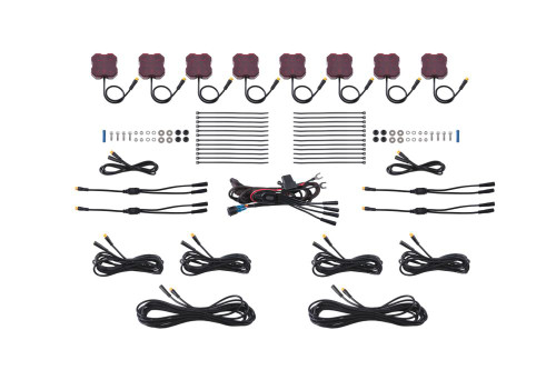 Diode Dynamics Stage Series Single-Color LED Rock Light Red M8 (8-pack) - DD7451