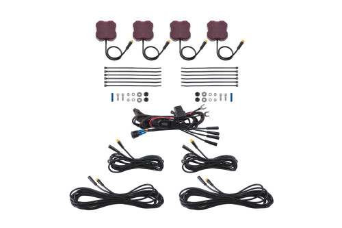 Diode Dynamics Stage Series Single-Color LED Rock Light Red M8 (4-pack) - DD7444