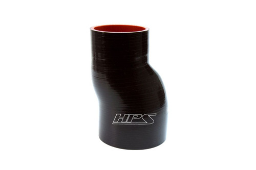 HPS Performance 2" - 3" ID, 6" Long High Temp 4-ply Reinforced Silicone Offset Reducer Coupler Hose Black - HTSOR-200-300-L6-BLK