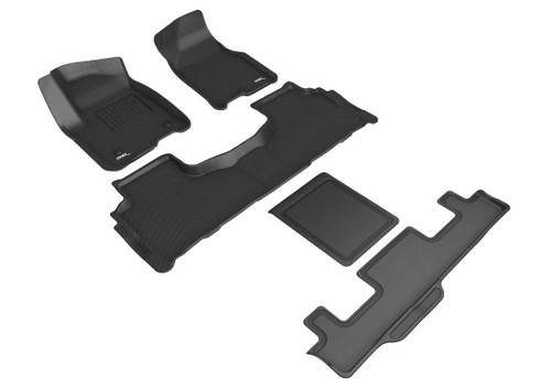 3D MAXpider Floor Mat Compatible For Chevrolet TAHOE / GMC YUKON / Cadillac ESCALADE 7-SEAT 2021-2024 KAGU Black (1st & 2nd & 3rd Row) - L1CH09301509