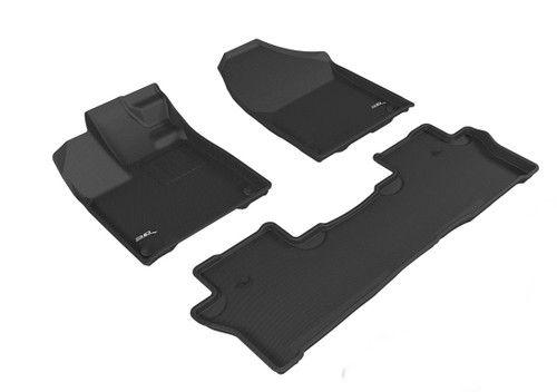 3D MAXpider Custom Fit Floor Liner Compatible for Honda PASSPORT 2019-2024 / Honda PILOT 2016-2022 KAGU Black (1st & 2nd Row) - L1HD10201509