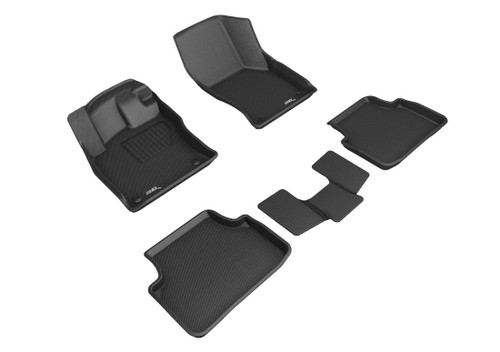 3D MAXpider Custom Fit Floor Liner Compatible for VOLKSWAGEN JETTA 2019-2024 KAGU Black (1st & 2nd Row) (3PCS 2nd Row) - L1VW10101509