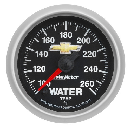 AutoMeter Gauge Water Temp 2-1/16in. 100-260 Deg. F Digital Stepper Motor Chevy Gold Bowtie - 880446 Photo - Primary