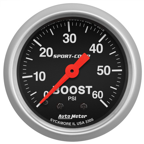 AutoMeter 2-1/16in 0-60 PSI Mechanical Sport-Comp Boost Pressure Gauge - 3305 Photo - Primary