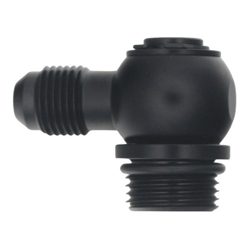 DeatschWerks 8AN ORB Male to 6AN Male Flare Low Profile 90-Degree Swivel - Anodized Matte Black - 6-02-0419-B Photo - Primary