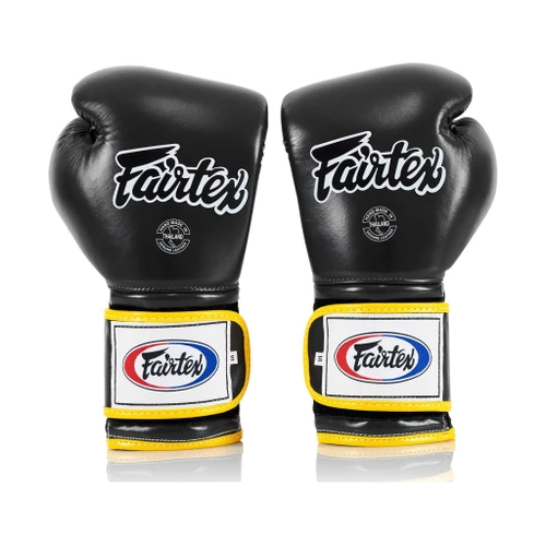 Fairtex BGV9 Mexican Style Black Yellow Piping Muay Thai Boxing Glove - Heavy Hitter
