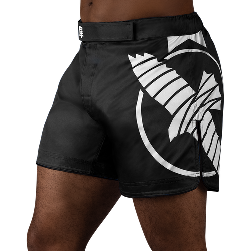 Icon Mid-Thigh MMA Shorts - Black/White - 1