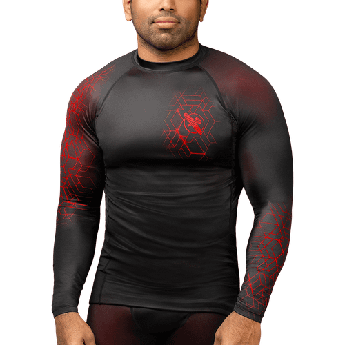 Geo Long Sleeve Rash Guard - Red - 1