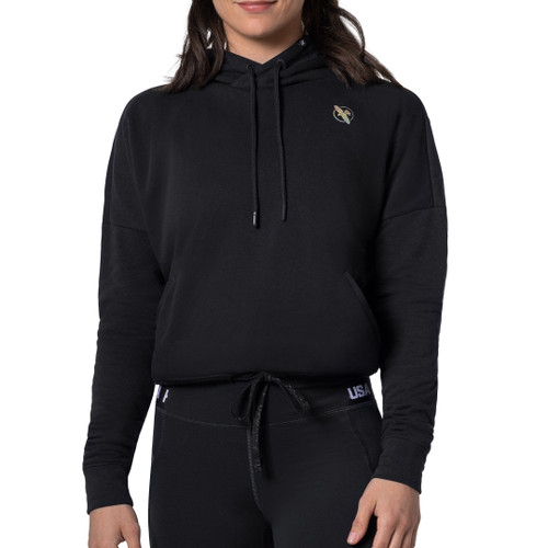 Women’s Cozy Fleece Cropped Hoodie - Black - 1
