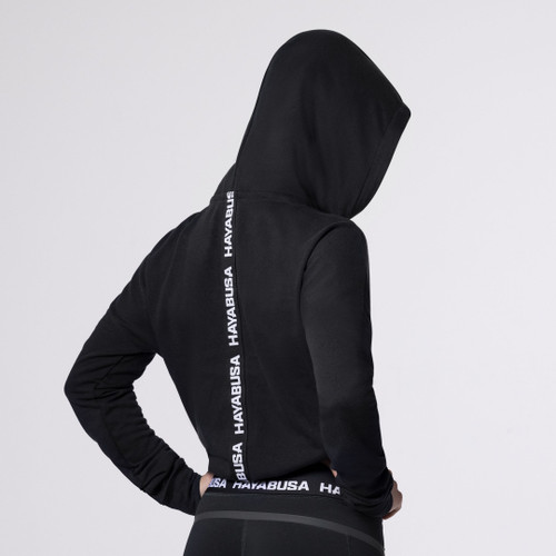 Women’s Cozy Fleece Cropped Hoodie - Black - 2