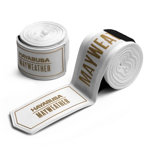 Mayweather 180” Deluxe Hand Wraps - White/Gold - 1