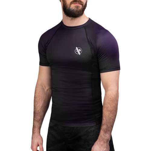 Fusion Short Sleeve Rash Guard - Black/Purple - 1