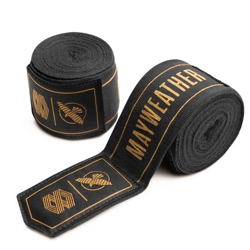 Mayweather 180” Stretch Hand Wraps - Black/Gold - 1