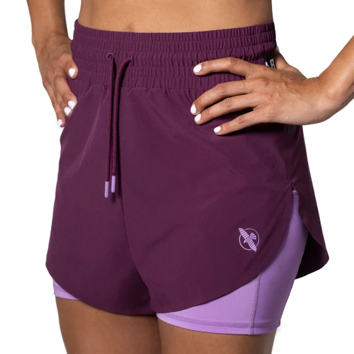 Women’s Mid Rise Layered Shorts - Wine - 1