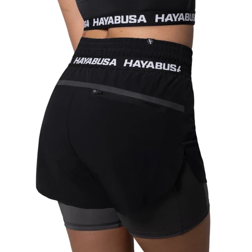 Women’s Mid Rise Layered Shorts - Black - 2